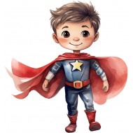 Sticker decorativ Baiat Supererou, Rosu, 65 cm, 1309STK-1