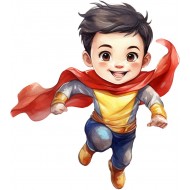 Sticker decorativ Baiat Supererou, Rosu, 67 cm, 1309STK-2