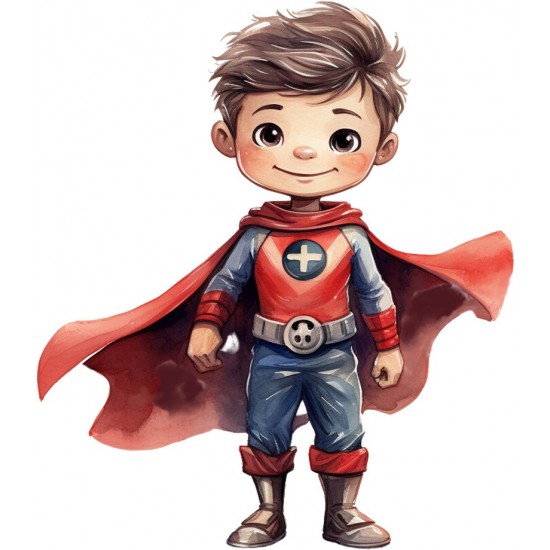 Sticker decorativ Baiat Supererou, Rosu, 69 cm, 1309STK