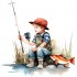 Sticker decorativ, Baiat la Pescuit, Multicolor, 62 cm, 1289STK