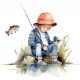 Sticker decorativ, Baiat la Pescuit, Multicolor, 64 cm, 1289STK-5