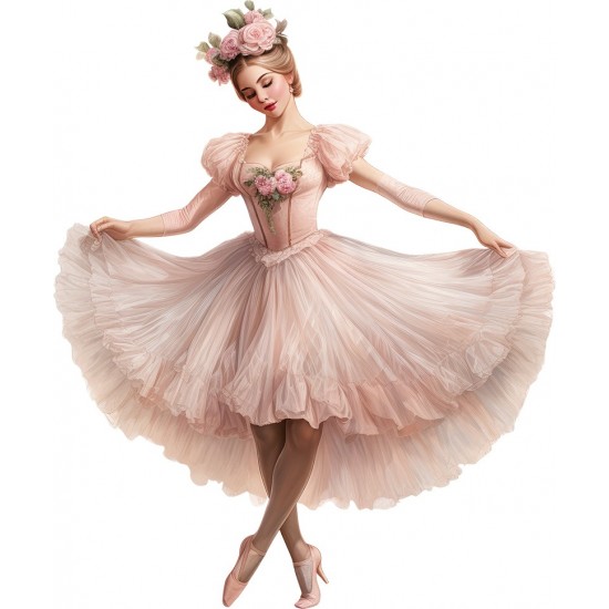 Sticker decorativ, Balerina, Roz, 72 cm, 1346STK-5