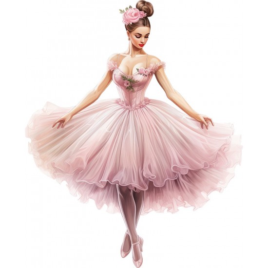 Sticker decorativ, Balerina, Roz, 73 cm, 1346STK-6