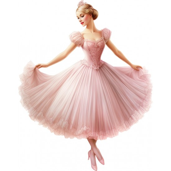 Sticker decorativ, Balerina, Roz, 76 cm, 1346STK-4
