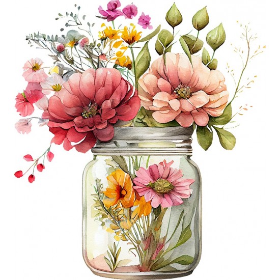 Sticker decorativ, Borcan cu Flori, Multicolor, 66 cm, 1265STK-3 Sticker decorativ, Borcan cu Flori, Multicolor, 66 cm, 1265STK-3