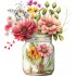 Sticker decorativ, Borcan cu Flori, Multicolor, 66 cm, 1265STK-3