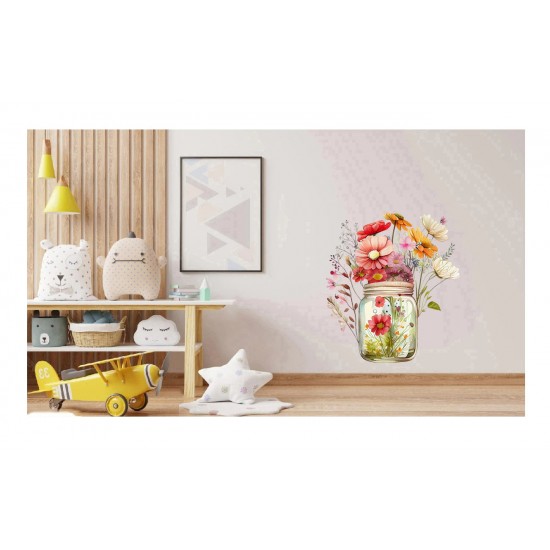 Sticker decorativ, Borcan cu Flori, Multicolor, 68 cm, 1265STK-7 Sticker decorativ, Borcan cu Flori, Multicolor, 68 cm, 1265STK-7
