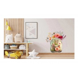 Sticker decorativ, Borcan cu Flori, Multicolor, 69 cm, 1265STK-4 Sticker decorativ, Borcan cu Flori, Multicolor, 69 cm, 1265STK-4