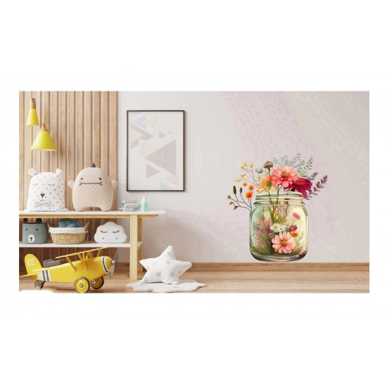 Sticker decorativ, Borcan cu Flori, Multicolor, 69 cm, 1265STK-4 Sticker decorativ, Borcan cu Flori, Multicolor, 69 cm, 1265STK-4