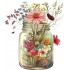 Sticker decorativ, Borcan cu Flori, Multicolor, 70 cm, 1265STK-1