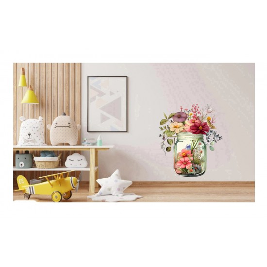 Sticker decorativ, Borcan cu Flori, Multicolor, 72 cm, 1265STK Sticker decorativ, Borcan cu Flori, Multicolor, 72 cm, 1265STK