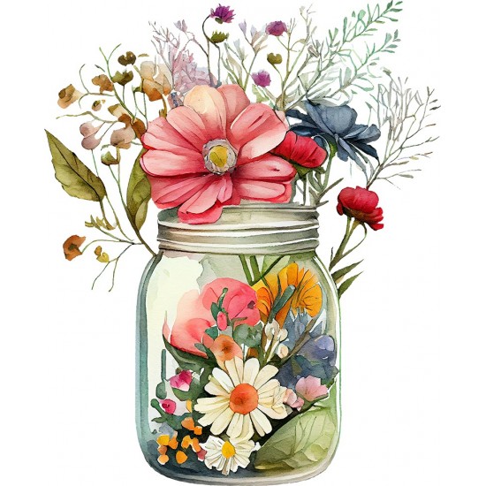 Sticker decorativ, Borcan cu Flori, Multicolor, 73 cm, 1265STK-5 Sticker decorativ, Borcan cu Flori, Multicolor, 73 cm, 1265STK-5
