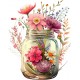 Sticker decorativ, Borcan cu Flori, Multicolor, 75 cm, 1265STK-6