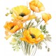 Sticker decorativ, Buchet de Flori Maci, Galben, 69 cm, 1350STK-6