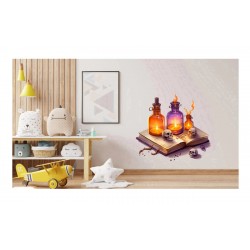 Sticker decorativ, Cartea cu Vraji, Multicolor, 65 cm, 1263STK-1