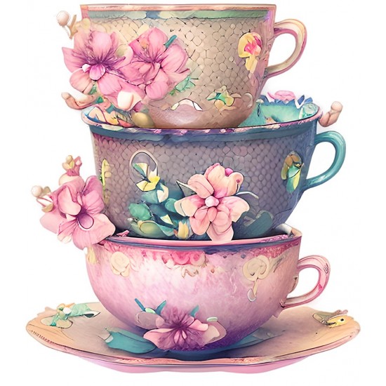 Sticker decorativ, Cesti Cafea, Roz, 68 cm, 1235STK
