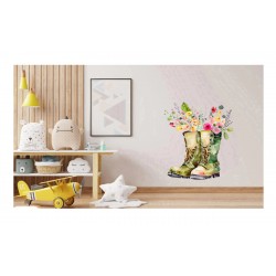Sticker decorativ, Cizme cu Flori, Verde, 72 cm, 1261STK