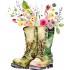 Sticker decorativ, Cizme cu Flori, Verde, 72 cm, 1261STK
