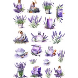 Sticker decorativ, Colaj cu Lavanda, 20 stickere, Mov, 90 cm, 1339STK-15