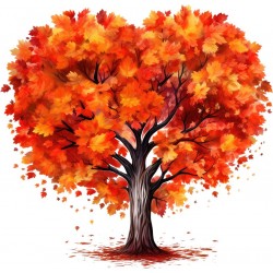 Sticker decorativ, Copac, Portocaliu, 61 cm, 1320STK-3