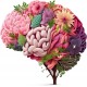 Sticker decorativ, Creier cu Flori, Roz, 60 cm, 1353STK-3