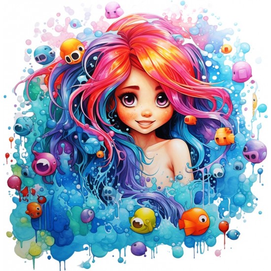 Sticker decorativ, Culori Pastelate, Fata, Albastru, 61 cm, 1347STK-3