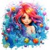 Sticker decorativ, Culori Pastelate, Fata, Albastru, 61 cm, 1347STK-3