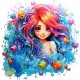 Sticker decorativ, Culori Pastelate, Fata, Albastru, 61 cm, 1347STK-3
