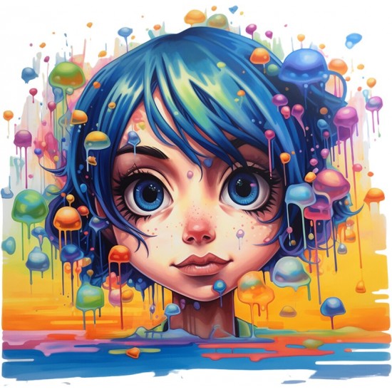 Sticker decorativ, Culori Pastelate, Fata, Albastru, 61 cm, 1347STK