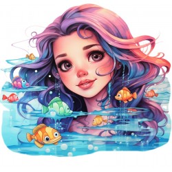 Sticker decorativ, Culori Pastelate, Fata, Mov, 62 cm, 1347STK-5
