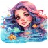 Sticker decorativ, Culori Pastelate, Fata, Mov, 62 cm, 1347STK-5
