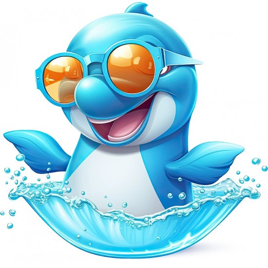 Sticker decorativ, Delfin, Albastru, 60 cm, 1352STK-6