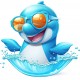 Sticker decorativ, Delfin, Albastru, 60 cm, 1352STK-6