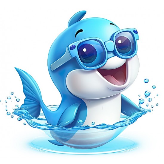 Sticker decorativ, Delfin, Albastru, 64 cm, 1352STK-1