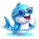 Sticker decorativ, Delfin, Albastru, 64 cm, 1352STK-1