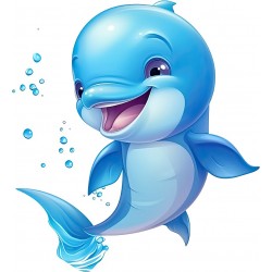 Sticker decorativ, Delfin, Albastru, 65 cm, 1352STK