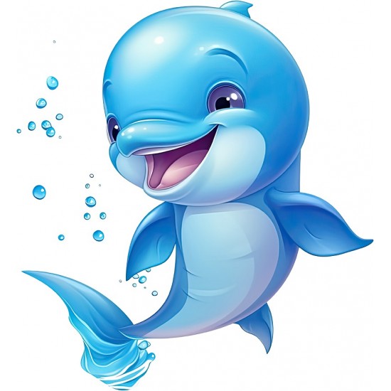 Sticker decorativ, Delfin, Albastru, 65 cm, 1352STK