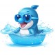 Sticker decorativ, Delfin, Albastru, 72 cm, 1352STK-3