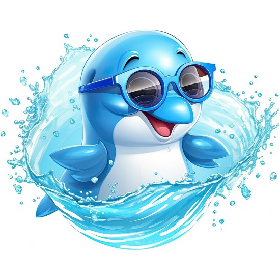 Sticker decorativ, Delfin, Albastru, 75 cm, 1352STK-2