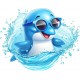 Sticker decorativ, Delfin, Albastru, 75 cm, 1352STK-2