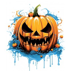 Sticker decorativ, Dovleac Halloween, Portocaliu, 72 cm, 1322STK
