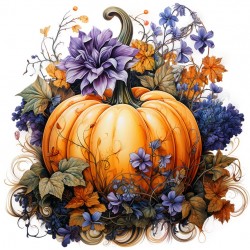 Sticker decorativ, Dovleac, Portocaliu, 60 cm, 1322STK-1