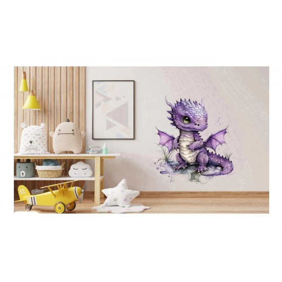 Sticker decorativ, Dragon, Mov, 69 cm, 1262STK-1