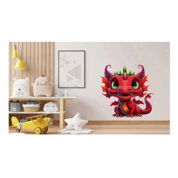 Sticker decorativ, Dragon, Rosu, 62 cm, 1262STK-2