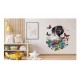 Sticker decorativ, Fata, Fluturi si Flori, Gri, 70 cm, 1208STK