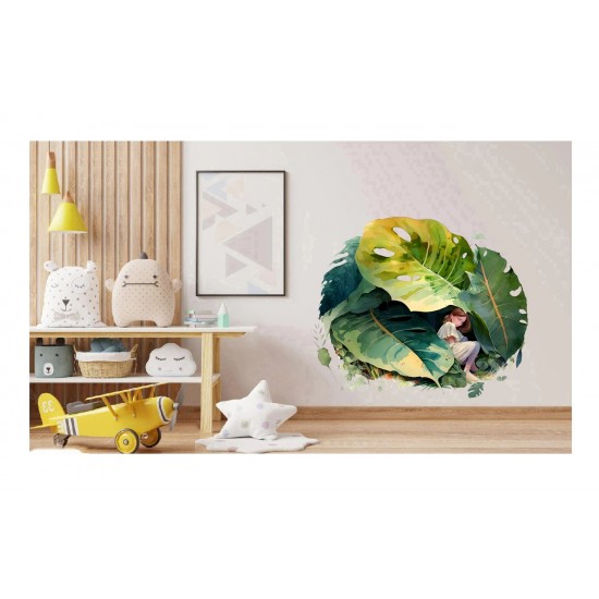 Sticker decorativ, Fetita, Verde, 64 cm, 1283STK-3