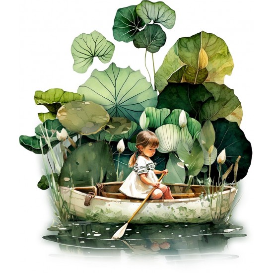 Sticker decorativ, Fetita, Verde, 69 cm, 1283STK-4