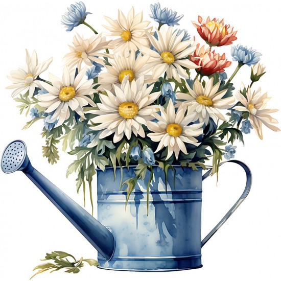 Sticker decorativ, Flori Crizanteme, Alb, 60 cm, 1363STK-6