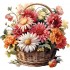Sticker decorativ, Flori Crizanteme, Multicolor, 63 cm, 1363STK-9