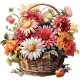 Sticker decorativ, Flori Crizanteme, Multicolor, 63 cm, 1363STK-9